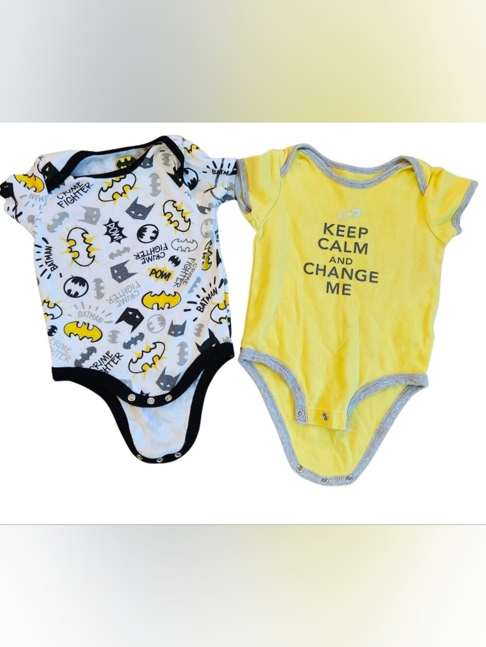 Batman & Yellow "Keep Calm and Change Me" Baby One-Piece Bodysuit